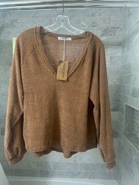 NWT Project Social T tan light brown long sleeve shirt top size medium